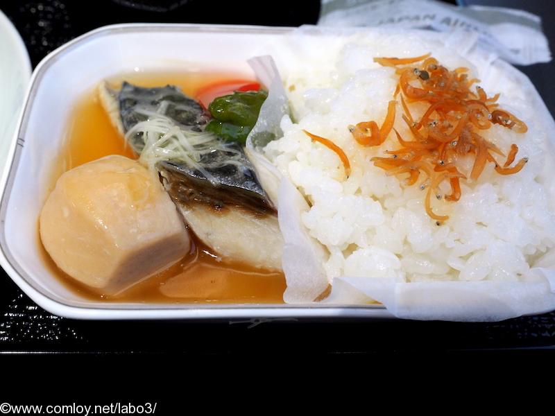 日本航空 JL91 羽田 - ソウル（金浦） ビジネスクラス機内食 鰆若狭焼 ちりめん山椒御飯