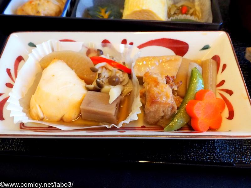 日本航空 JL804 台北（桃園） - 羽田 ビジネスクラス機内食 台の物 鱸の味噌焼き、鶏の治部煮