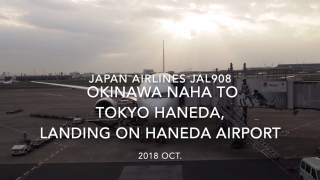【機内から離着陸映像】2018 Oct. JAPAN Airlines JAL908 OKINAWA NAHA to TOKYO HANEDA, Landing on TOKYO HANEDA airport 日本航空 那覇 -羽田 羽田空港着陸