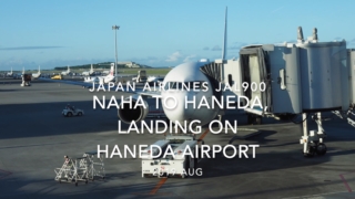 【機内から離着陸映像】2019 AUG Japan airlines JAL900 NAHA to HANEDA, Landing on HANEDA Airport