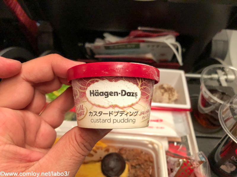 日本航空JL99 羽田 - 台北　エコノミークラス機内食 ハーゲンダッツのアイスクリーム