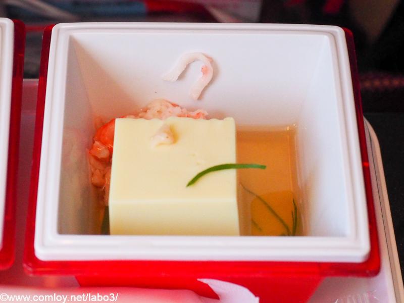 日本航空 JL96 台北 - 羽田 エコノミークラス機内食 中華風玉子豆腐 蟹カマ餡