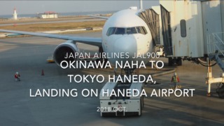 【機内から離着陸映像】2018 OCT Japan Airlines JAL900 OKINAWA NAHA to TOKYO HANEDA, Landing on TOKYO HANEDA airport 日本航空 那覇 - 羽田 羽田空港着陸