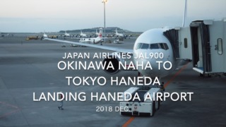 【機内から離着陸映像】2018 Dec. JAPAN Airlines JAL900 OKINAWA NAHA to TOKYO HANEDA Landing HANEDA Airport 日本航空 那覇 - 羽田 羽田空港着陸