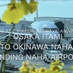 【機内から離着陸映像 4K】2021 Dec All Nippon Airways ANA763 OSAKA ITAMI to OKINAWA NAHA Landing NAHA Airport