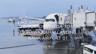 【機内から離着陸映像 4K】2022 Mar JAPAN AIRLINES JAL919 TOKYO HANEDA to OKINAWA NAHA, Landing NAHA Airport 01