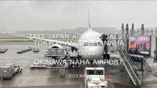 【機内から離着陸映像 4K】2022 Apr JAPAN AIRLINES JAL915 TOKYO HANEDA to OKINAWA NAHA, Landing OKINAWA NAHA Airport