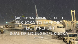 【Flight Report 4K】2023 Feb JAPAN AIRLINES JAL3515 FUKUOKA to SAPPORO and JAL DP LOUNGE 日本航空 福岡 - 新千歳 搭乗記