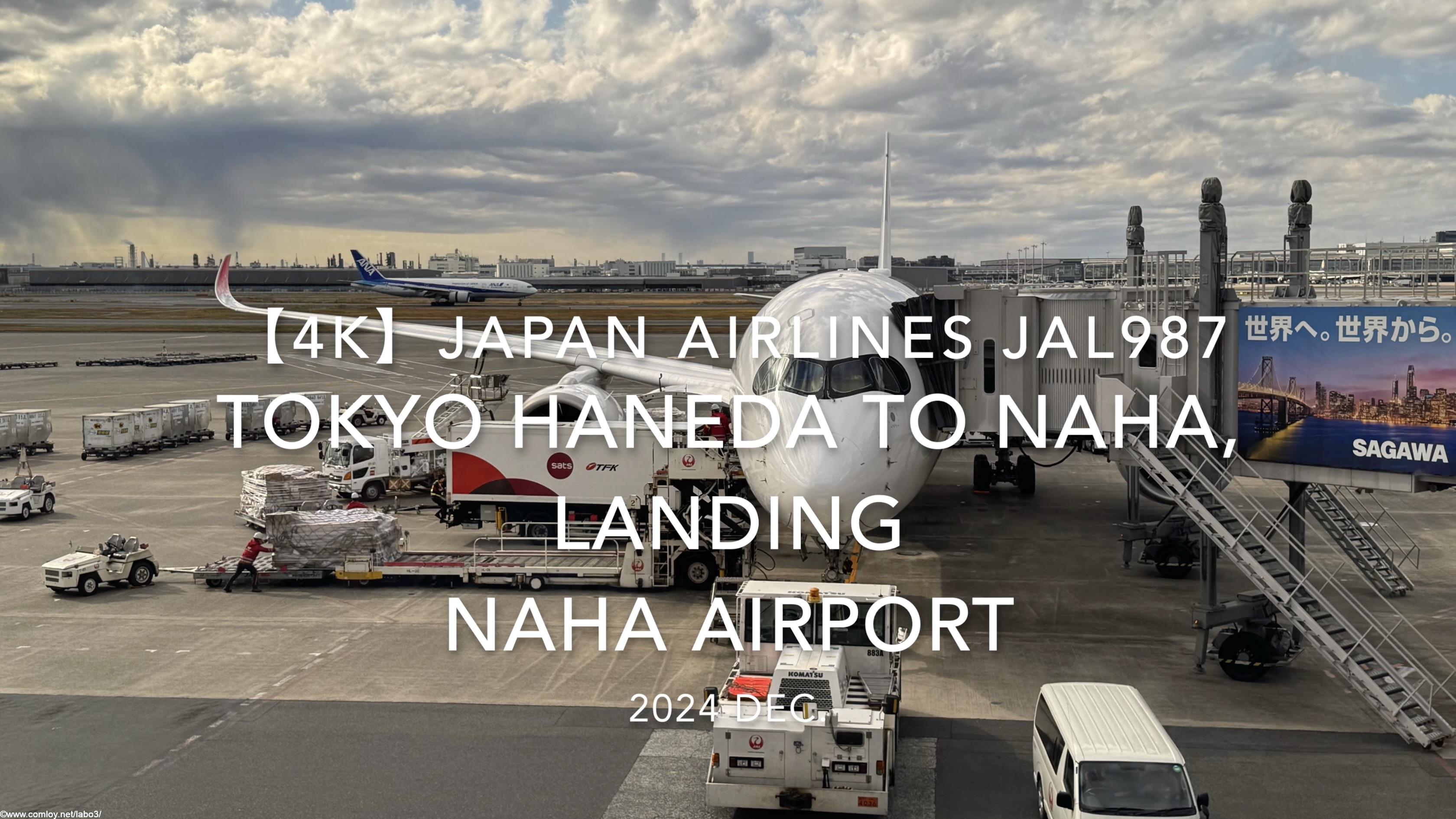 【機内から離着陸映像 4K】2024 DEC JAPAN AIRLINES JAL987 TOKYO HANEDA to OKINAWA NAHA, LANDING NAHA Airport
