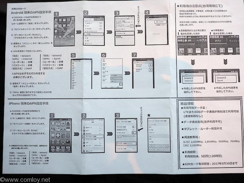 今回台湾で使ったSIMカード